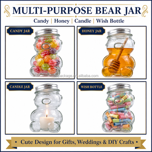 Frasco de Vidrio con Forma de Oso con Tapa de Rosca 50ml 80ml 150ml 300ml para Velas, Dulces, Almacenamiento, Regalos, Manualidades, Botella de Vidrio Vacía al por Mayor - Product Image 2
