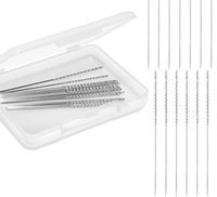 15 aiguilles à tête spirale en acier inoxydable non poreux, à moletage innovant, argentées, pour machines à coudre et réparation de tissus