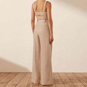 <span class=keywords><strong>Set</strong></span> elegante di <span class=keywords><strong>lino</strong></span> alto da <span class=keywords><strong>donna</strong></span> <span class=keywords><strong>Set</strong></span> di pantaloni larghi estivi in <span class=keywords><strong>lino</strong></span> per le donne e <span class=keywords><strong>Set</strong></span> di biancheria da <span class=keywords><strong>donna</strong></span> 2 pezzi - Product Image 4