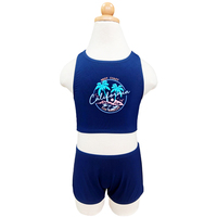 Ensemble Tankini pour Bébé Fille à Imprimé Dessin Animé, Maillot de Bain à Lacets au Dos avec Short de Bain Garçon et Logo Avant, Idéal pour Commandes en Gros et Marques Privées