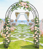 Arche de jardin en fer forgé avec treillis, cadre métallique pour mariage avec décorations sculptées, support extérieur pour décoration de fête de mariage, support pour roses grimpantes