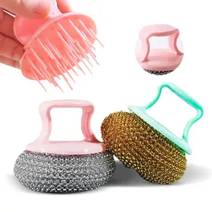 Steel Wool Scrubber Stainless Steel Scouring Pad Heavy Duty Metal Scour Sponge For Tough Kitchen Cleaning
