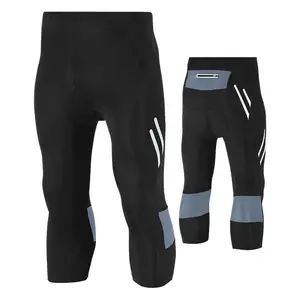 Shorts de ciclismo acolchoados com gel, roupas esportivas reflexivas para corrida e ciclismo dropshipping, 3/4