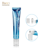 Tube de crème pour les yeux personnalisé D19 10ml-25ml, emballage de luxe bleu ABL, tube à presser avec applicateur à bille massante