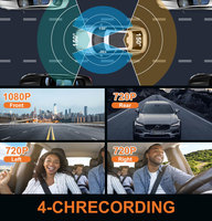 Mini 1080P 4 canaux Dashcam WiFi voiture DVR IR Vision nocturne tableau de bord caméra enregistreur vidéo pour voitures