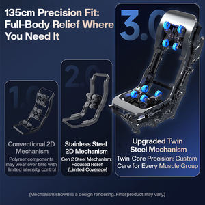 Fábrica 2025 Venta caliente 4D 3D Silla de masaje de gravedad cero Shiatsu Calefacción eléctrica Masajeador de cuerpo completo Silla de masaje de pista SL de lujo - Product Image 4