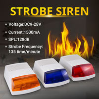 Sirena de Luz Estroboscópica Personalizada de 128dB, DC9-28V, Carcasa Blanca, Indicador LED Rojo, Alarma Cableada Impermeable