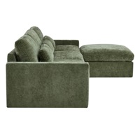 Canapé modulaire en tissu vert moderne 3 places avec chaise longue, ensemble de meubles de salon pour maison, villa, loft, hôtel