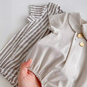 <span class=keywords><strong>Nouveau</strong></span>-<span class=keywords><strong>né</strong></span> bébé vêtements <span class=keywords><strong>été</strong></span> bébé barboteuse fille poupée col combinaison pur coton lin vêtements d'extérieur respirant vêtements pour bébés - Product Image 3