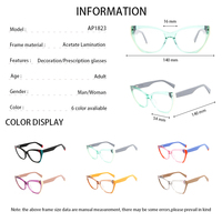 Montures de lunettes en acétate laminé, monture carrée souple pleine, design optique multicolore pour les acheteurs en détail et en gros