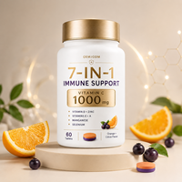 Vitamin C 1000mg Potensi Tinggi 7-in-1 Pendukung Kekebalan Tubuh Tablet Dua Warna dengan D3 Seng Selenium OEM/ODM