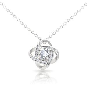 Collier pendentif MECYLIFE entièrement serti de diamants, étoile éternelle, cadeau pour la fête des mères, collier trèfle à quatre feuilles, acier inoxydable - Product Image 1