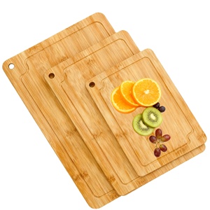 Juego de 3 Tablas de Cortar de Bambú para Cocina con Ranuras para Jugos, Juego de Tablas de Cortar de Bambú Premium de Varios Tamaños - Product Image 1