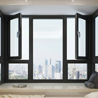 Ventanas y Puertas de Aluminio Personalizadas de Fábrica, Ventana Abatible de Doble Vidrio Templado, Ventanas Abatibles de Aluminio