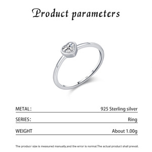 Heart Cut <b>Crystal</b> Engagement <b>Ring</b> 925 Silver Bezel Setting Women's Romantic Dainty Heart Shaped Zircon Promise Style - Product Image 2