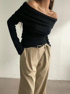 Maglione da Donna Sexy Lavorato a Maglia a Maniche Lunghe con Spalle Scoperte, Pullover Sottile Vestibilità Aderente per Autunno e Inverno - Product Image 3