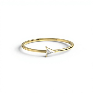 18K Gold Plated Trillion Diamond Engagement Gift <b>Ring</b> Minimalist Triangle Cut Solitaire Dainty Stackable Wedding Band Fine Women - Product Image 1
