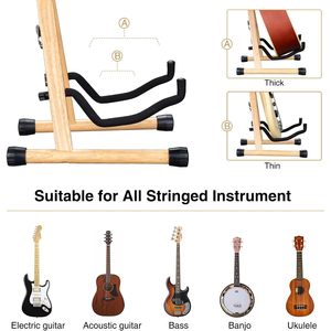 Soporte de guitarra de madera Lekato, tipo A, de madera de caucho con brazos acolchados de espuma para guitarra acústica, eléctrica, bajo, violín, mandolina, banjo - Product Image 5