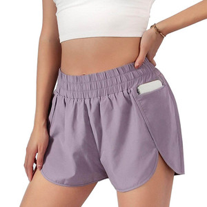 2026 Women 2 Layers Fitness Clothing Fast Dry Running Shorts Sports <b>Elastic</b> <b>Waist</b> Athletic GYM Shorts With Pocket - Product Image 3