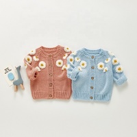 Ins Automne Vêtements Bébé À La Main Brodé Cardigan Pull Européen Et Américain À La Mode À Manches Longues Daisy Top