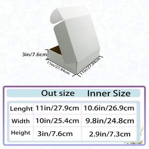 Ensemble de 25 boîtes d'expédition rectangulaires en <span class=keywords><strong>carton</strong></span> ondulé blanc recyclable de 11x10x3 pouces, petites boîtes d'expédition pour entreprises, boîtes de <span class=keywords><strong>rangement</strong></span> - Product Image 3