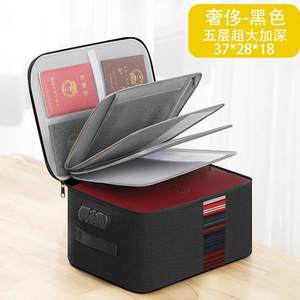 Five Layer <b>Document</b> Holder 37x28x18 Cm Large Capacity <b>Storage</b> <b>Box</b> For <b>Documents</b> Certificates Travel Organizer Gray - Product Image 2