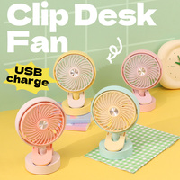 Ventilateur de table USB rechargeable DD8019T avec pince, silencieux, mini ventilateur électrique de bureau, 3 vitesses de vent, pour la maison, portable, extérieur