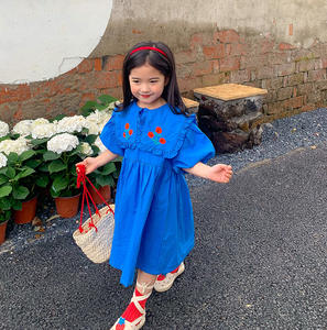 गर्मियों विंटेज लोकप्रिय माँ और मुझे माता पिता बच्चे मिलान पोशाक माँ और बेटी मीठा कशीदाकारी लघु बुलबुला आस्तीन के कपड़े - Product Image 6