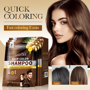 Shampoo colorant capillaire semi-permanent brun à base de gingembre naturel SADOER, marque privée, coloration instantanée, assombrissement rapide, à base de plantes - Product Image 1