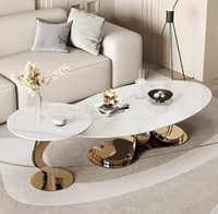 Table basse en marbre noir et or, design moderne européen, durable, avec pieds en acier inoxydable écologiques, meubles pour la maison, salon