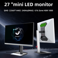 Monitor de Juegos para PC de Escritorio, Ajustable, 27 Pulgadas, IPS, Sin Bordes, 1MS, 2K HDR, 1200 Adaptive Sync, Mini LED, Luz Azul Baja, 98% SRGB
