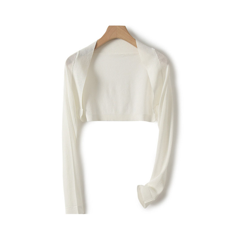 Летняя одежда для защиты от солнца UPF50 +, вязаный укороченный Топ для женщин