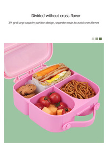 Siêu Ctue Cô Gái Màu Hồng Độc Đáo Ngăn Màu Xanh Hàn Quốc Trẻ Em Ăn Trưa Hộp <span class=keywords><strong>Container</strong></span> Thực Phẩm - Product Image 6