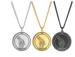 Collar de tarjeta de <span class=keywords><strong>Tarot</strong></span> redondo para mujer, joyería de acero inoxidable, amuleto de astrología Arcana mayor, collar de pareja - Product Image 2