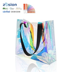 Wholesale OEM & ODM Large Clear Laser Transparent Tote Bag Shopping PVC TPU Promotional with Custom Printed logo Pattern