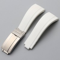 Fermoir à boucle pliante en acier inoxydable à réglage fin, dragonne en silicone GMT, bracelet en caoutchouc 20 21mm