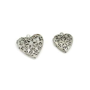 Pendentif en acier inoxydable en forme de cœur avec motif et gravure pour bijoux DIY, collier, cadeau, charme unisexe - Product Image 3