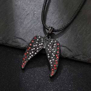 Zoryn Wholesale 316L Stainless Steel Rhinestone <b>Angel</b> Wings Pendant Necklace Jewelry for Women - Product Image 5