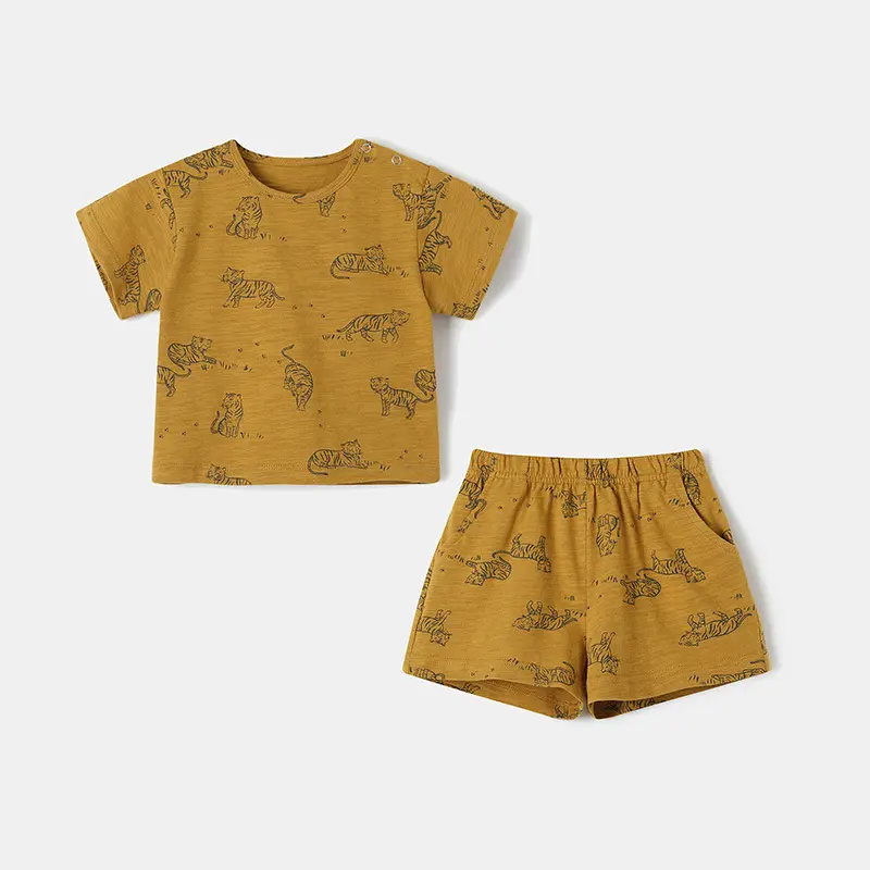 Baby Summer new short-sleeved top shorts two-piece pajamas home wear loose suit
