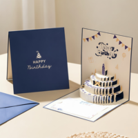Carte d'anniversaire musicale 3D pop-up avec lumière LED, impression sérigraphique, papier écologique recyclable, design de luxe populaire, pliée, finition brillante