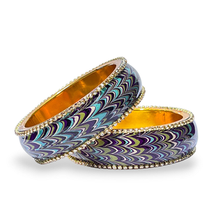 Artful Luxury Marble Wave Gold Brass Metal Lac Bangles Handmade Designer Ethnic Jewelry for Women Wedding Party and Festive Wear - Product Image 2