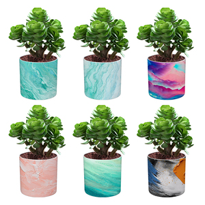 Ins – Pot de fleurs rond en plastique, peinture à l'huile, <span class=keywords><strong>aquarelle</strong></span> artistique, Simulation de maison, de bureau, Pot de fleurs décoratif - Product Image 2