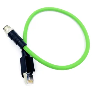 Conector Industrial A prueba de agua, código macho recto M12 de 8 pines A Cable Ethernet RJ45