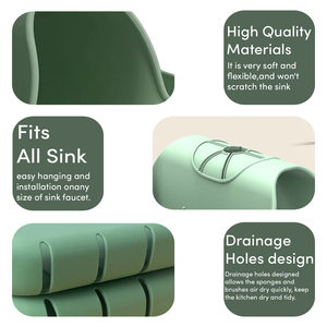 Organizzatore Flessibile in <span class=keywords><strong>Silicone</strong></span> per Lavello con Doppio Porta Spugne e Fori di Drenaggio, Antiscivolo, per Sapone - Product Image 5