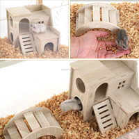 Cage pour hamster en bois naturel Maisons de hamster en bois avec acrylique pour gerbille, hamster syrien, chinchillas