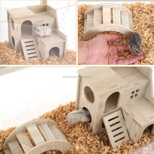 Cage pour hamster en <span class=keywords><strong>bois</strong></span> naturel Maisons de hamster en <span class=keywords><strong>bois</strong></span> avec acrylique pour gerbille, hamster syrien, chinchillas - Product Image 3