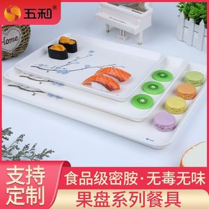 Melamine Serving Tray Rectangular Flowers Pattern For Tea Coffee Household Use - Product Image 2