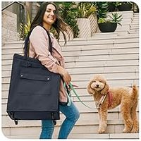 Chariot de courses pliable personnalisable de 90 litres en polyester avec roues, portable, pour les courses, le linge et le rangement