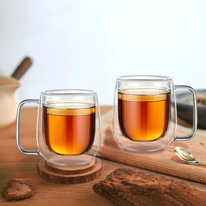 <span class=keywords><strong>Tasse</strong></span> en verre borosilicaté de 12 onces <span class=keywords><strong>Tasse</strong></span> à café transparente à poignée isolée à <span class=keywords><strong>double</strong></span> <span class=keywords><strong>paroi</strong></span> pour les boissons laitières à thé Lattes pour Noël - Product Image 5