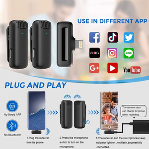 Micrófono Lavalier J13 Caja de batería inalámbrica Micrófono Reducción de ruido Micrófono de entrevista de grabación de video para dos personas - Product Image 2